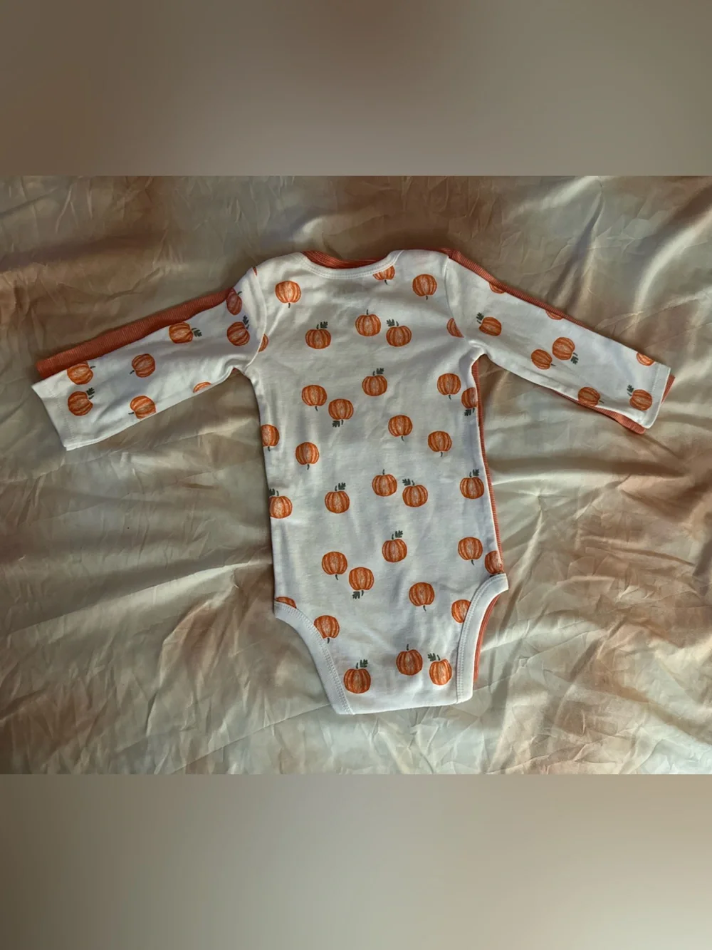 Carter's NWOT Orange & White Halloween Pumpkin Baby One-Piece Set | 9m #Unisex
